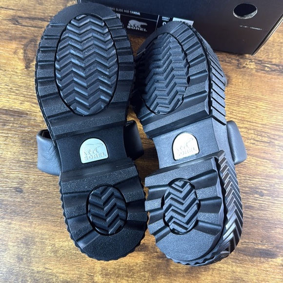 Sorel Black Leather Streetwear Slide Sandals - Picture 6 of 10
